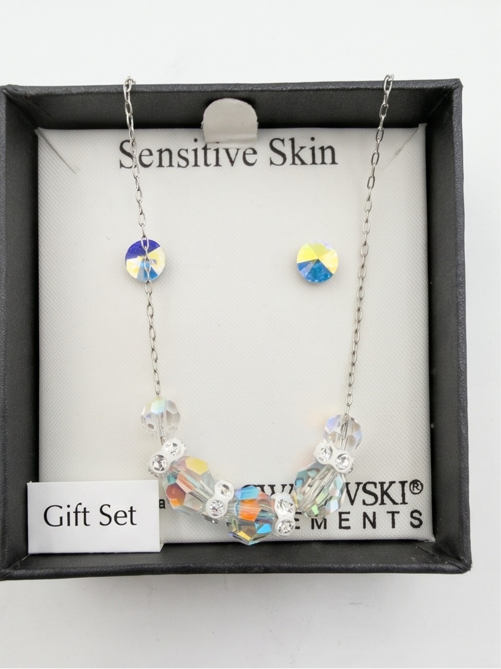 Swarovski Elements "Sensitive Skin" Gift Box Set Necklace & Earrings NEW